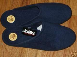 Mens Totes Isotoner slip on NAVY Slippers Sturdy Sole 022653544113 