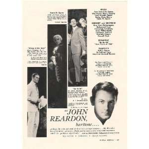  1962 Opera Baritone John Reardon Photo Booking Print Ad 