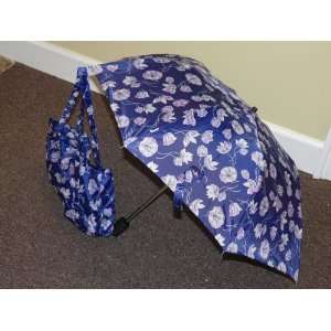  Blue Floral Umbrella with matching storage/carry bag 