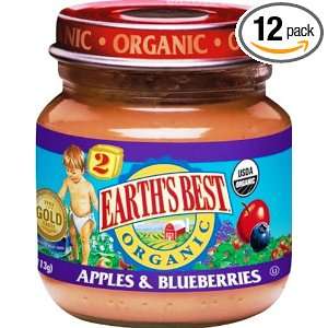 Earths Best Organic 2nd Apple & Blueberry, 4 Ounce Jars (Pack of 12 