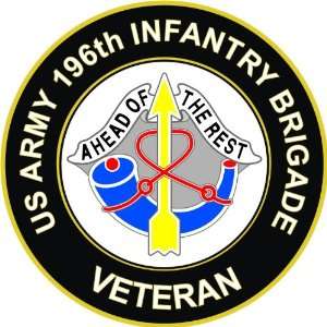 US Army Veteran 196th Infantry Brigade Unit Crest Decal Sticker 3.8 6 