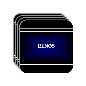 Personal Name Gift   RENOS Set of 4 Mini Mousepad Coasters (black 