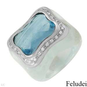  Feludei 18K White Gold 106.92 CTW Aquamarines and 0.28 CTW 