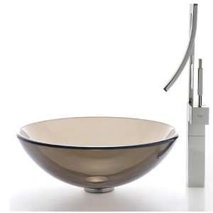  Clear Brown Glass Vessel Sink and Millennium Faucet C GV 
