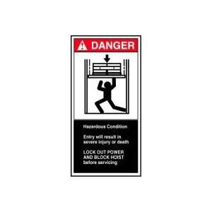DANGER Labels HAZARDOUS CONDITION ENTRY WILL RESULT IN SEVERE INJURY 