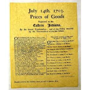  Prices of Goods to Indians 1703 