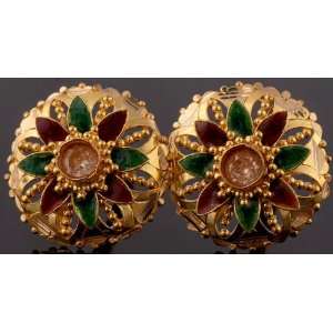  Meenakari Earrings   18 K Gold 