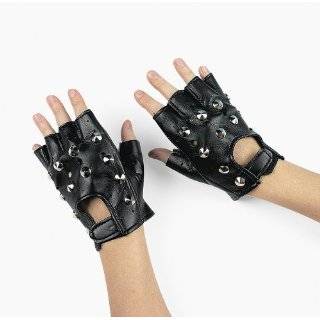 Polyester Rock Star Studded Fingerless Gloves (1 pair)