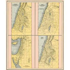 Cram 1892 Antique Print Showing Four Different Maps of the Middle East 