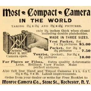  1898 Ad Monroe Camera Co. Compact Pocket Picture Device 