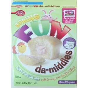 Betty Crocker Fun Da middles White Cupcake Mix Pink Vanilla Filling 