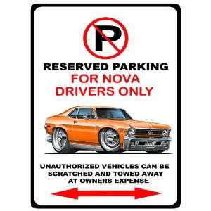  1968 70 Chevrolet Nova Muscle Car toon No Parking Sign 