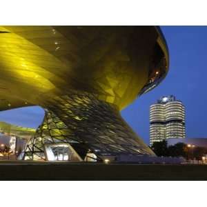  Bmw Welt and Headquarters Illuminated at Night, Munich 