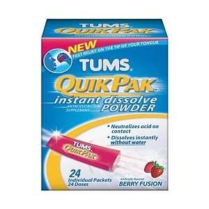  Tums Quikpak Instant Dissolve Antacid Powder Packets Berry 