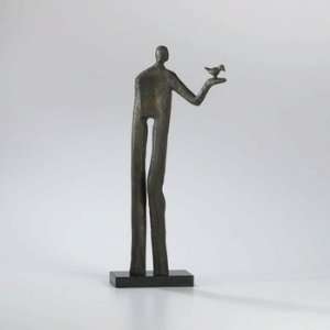   02315 Sculpture With Bird In Hand, Bamboo Mirror
