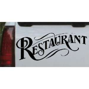  8in X 3.1in Black    Restaurant Window Sign Decal Business 