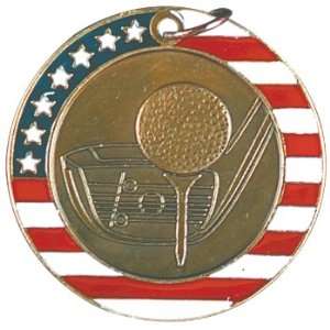 2 Stars & Stripes Golf Medals with Red White Blue Neck 