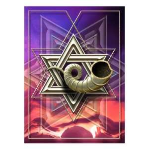 The Star of David with a Shofar Coming out of the Center Giclee Poster 