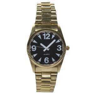  Mens Gold Tone Low Vision Watch Black Face Health 
