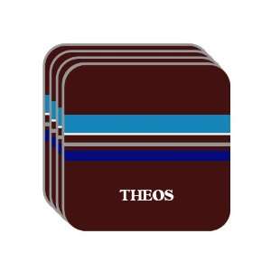 Personal Name Gift   THEOS Set of 4 Mini Mousepad Coasters (blue 