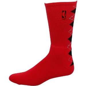  Nba Logo Argyle Crew Sock   Red/Black Large Sports 