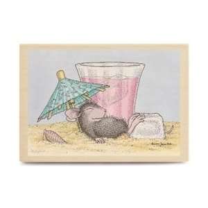    House Mouse Mounted Rubber Stamp 3X4.5 Keeping Cool