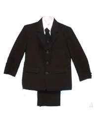 Infants and Toddlers Black or Navy Dress Suit Outfit 5 Piece with Vest 