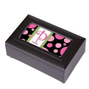  Monogram Pink Fizz Letter P Petite Black Music Box Plays 