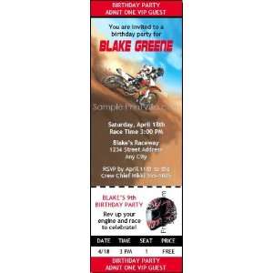  Dirtbike Race Red Party Ticket Invitation Health 