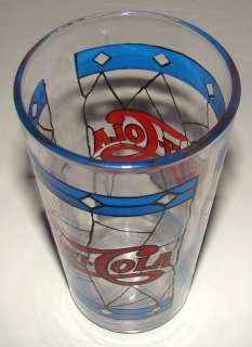 vintage 70s Pepsi Coloa Stained Glass design drinking glass (4)