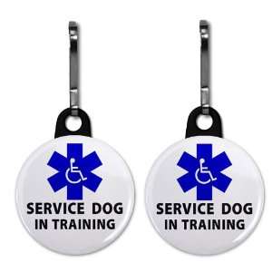  BLUE SERVICE DOG IN TRAINING Medical Alert 2 Pack 1 Zipper 