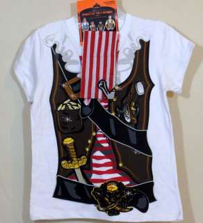 Girls Halloween Costume T Shirt Bandana Jolly Roger Pirate Princess XS 