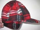 New Hot Topic Red Black & Gray Plaid ball wool Hat Cap with ear flaps