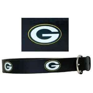  Green Bay Packers NFL Black Leather Belt   Size 42 