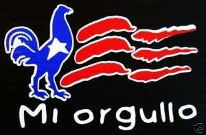 Flag of Puerto Rico with Rooster Mi Orgullo Sticker  