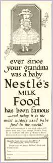 SINCE GRANDMA WAS A BABY   1920 NESTLES MILK FOOD AD  