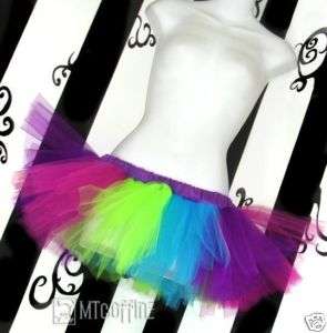 Neon Stripe Dance Retro 80s TuTu Ballet Skirt Kawaii  
