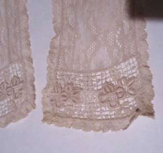 Vintage Sleeve Cuffs Lace Mesh Flowers 2 Pair Ecru and Beige  
