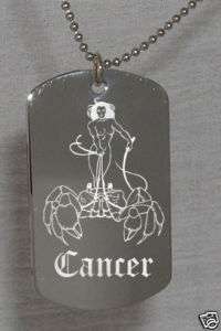 Cancer Zodiac Photo Dog Tag Necklace FREE ENGRAVING  