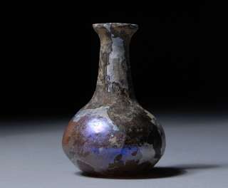 Ancient Roman Iridescent Glass Flask 250 A.D.  