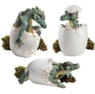 Baby Dragon Hatchlings Sculpted Eggs Medieval Trio of Preemies  