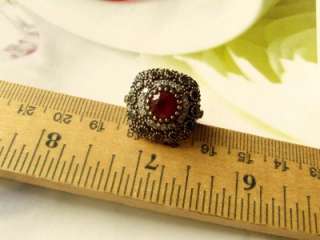 SQUARE ARTISAN TURKISH RING WITH RUBIES EMERALDS AND ZIRCONS  
