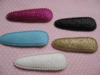 50 Glitter Cover Hair Clip Snap 55mm baby Kit 10 Colo  