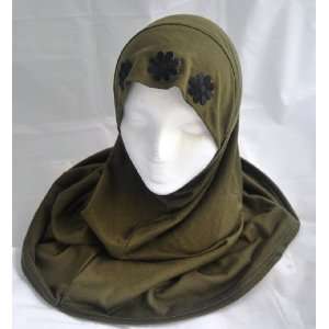  Olive 1 piece Al Amira with Black Daisy Chain Everything 