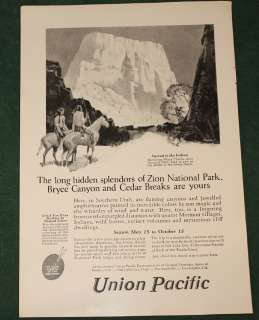 1925 Union Pacific Ad Zion National Park Nat Geo  