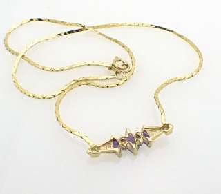 14k Yellow gold Amethyst Diamond Necklace Chain 7.4 gr  