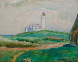 Frank Carson (1881 1968) Vintage Lighthouse Painting  