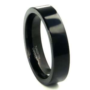   Black Tungsten Carbide 6mm Flat Wedding Ring Sz 10.0 SN#458 Jewelry
