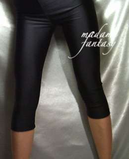 Sexy black short footless / shiny spandex leggings   80% Polyamide 