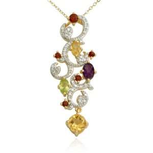 18k Yellow Gold Plated Sterling Silver Genuine Multi Gemstone and 